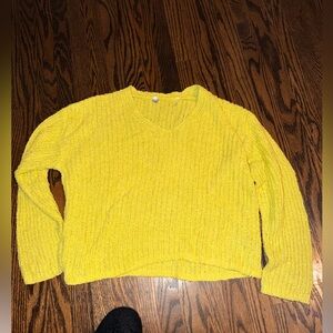 Margaret O'Leary Sunny Yellow V-Neck Sweater large